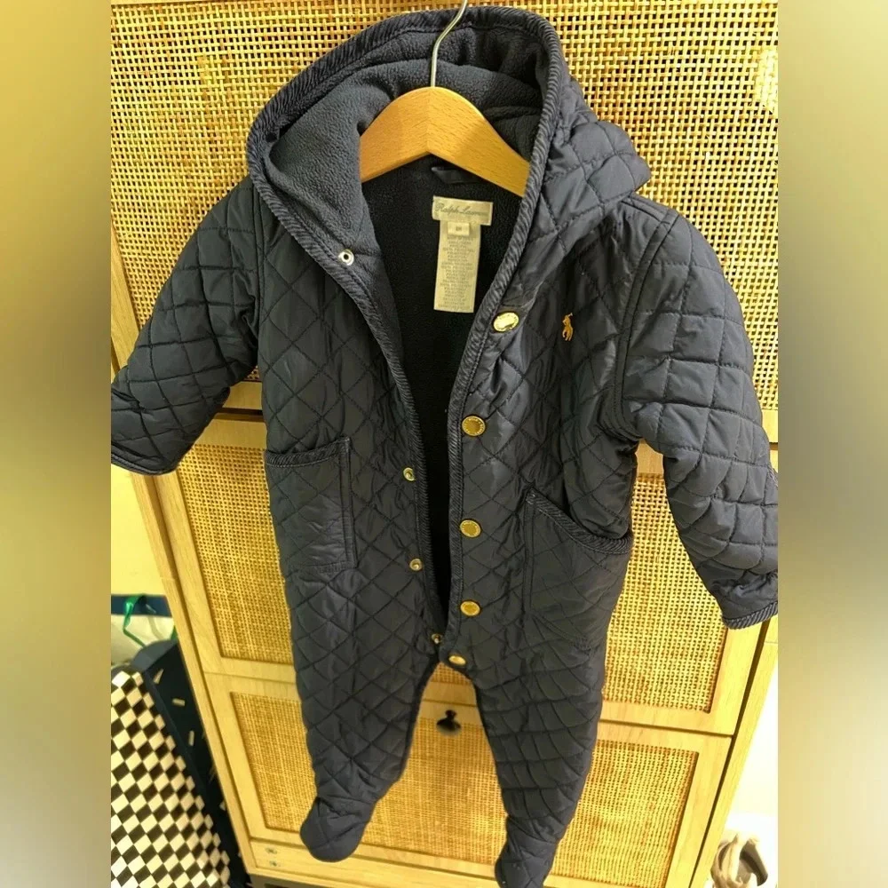 RALPH LAUREN Hooded Barn Bunting Siz6M